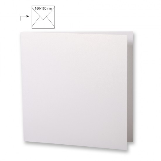 Square card, doubled,met. FSC Mix Credit, metallic alb, 150x300mm, 250g