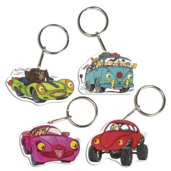 Seyt shrinking foil Crazy Cars, 4 Motive cu inel cheie, 8 piese