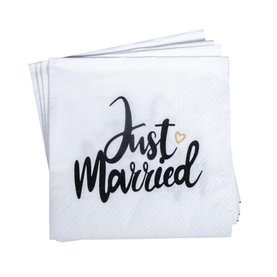 Servetele "Just married" , FSC Mix Credit, 33x33cm, 3-layer, bag 20pcs