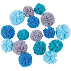 Pomponi Rayher din tul, nuante de albastru, 2,5 si 3 cm, 16/set Pomponi Rayher din tul, nuante de albastru, 2,5 si 3 cm, 16/set
