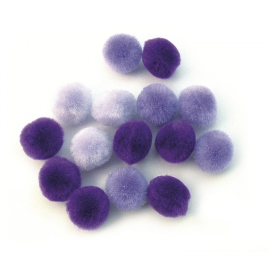 Pomponi Rayher, violet asortati, 15 mm, 60/set.