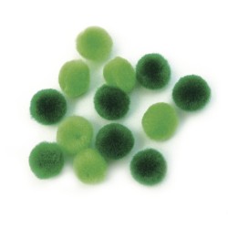 Pomponi Rayher, verde asortati, 15 mm, 60/set. Pomponi Rayher, verde asortati, 15 mm, 60/set.