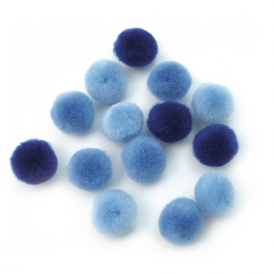 Pomponi Rayher, albastru asortati, 15 mm, 60/set.