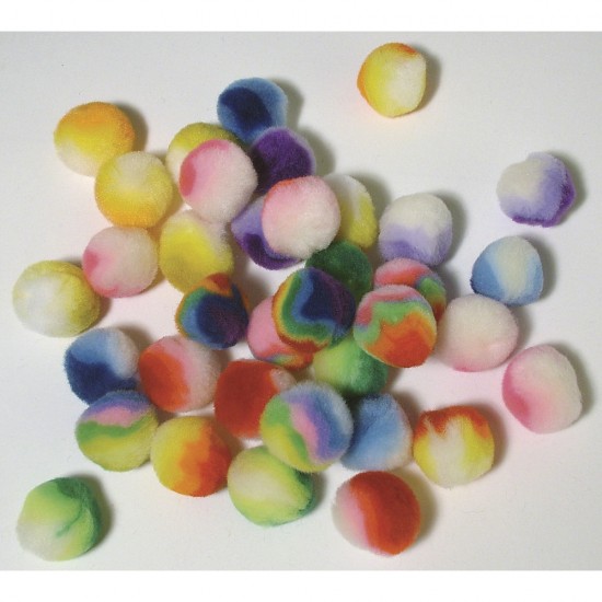 Pomponi Rayher, 35/set, dimensiune 25 mm, culoare rainbow