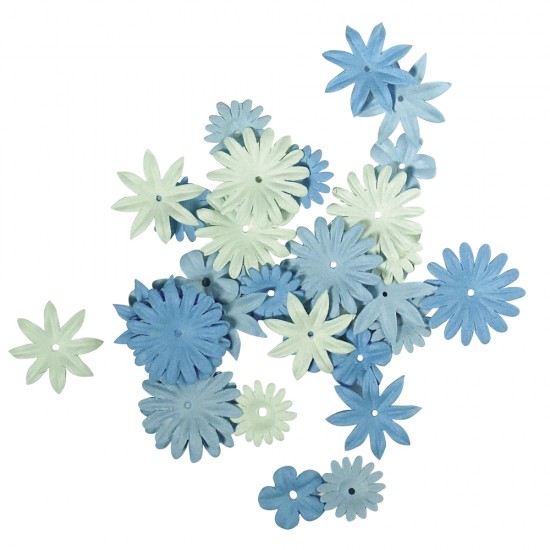 Flori hartie, Rayher, asortate, blue, 1,5-2,5 cm, 36 buc/set