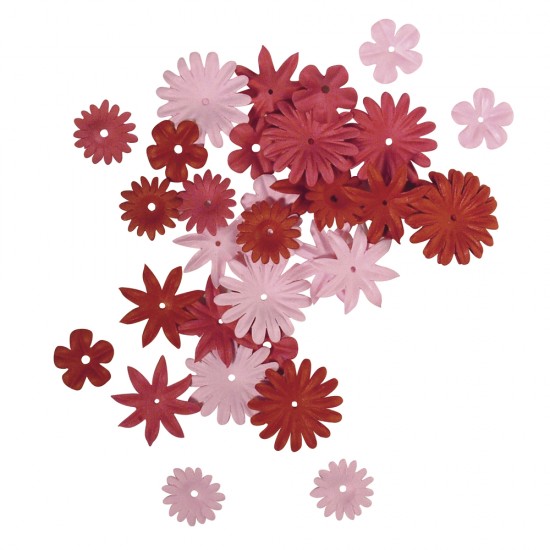 Flori hartie, Rayher, asortate, red-rose, 1,5-2,5 cm, 36 buc/set