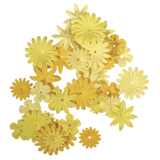 Flori hartie, Rayher, asortate, yellow, 1,5-2,5 cm, 36 buc/set