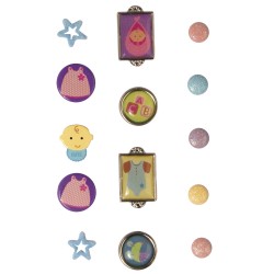 Capse decorative Scrapbooking, Rayher, Baby Girl, 14 buc/set Capse decorative Scrapbooking, Rayher, Baby Girl, 14 buc/set