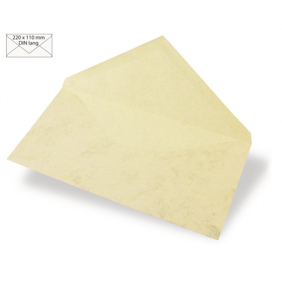 Plic DIN long, FSC MixCredit, beige, 220x110 mm, marble, 90g, bag 5 p