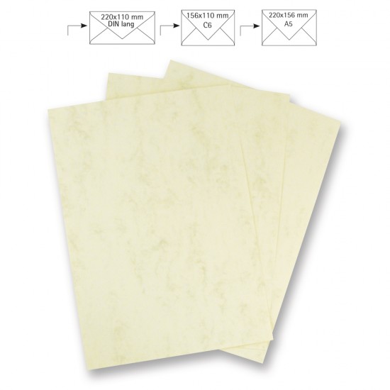 Note paper A4, 210x297 mm,FSC Mix Credit, bej, marble, 90g, bag 5 pcs.