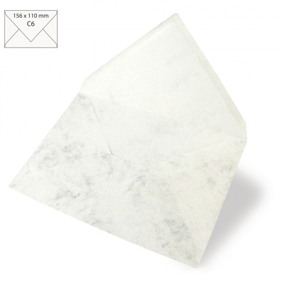 Plic C6, 156x110 mm, 90 gr, alb marmorat , 5/set
