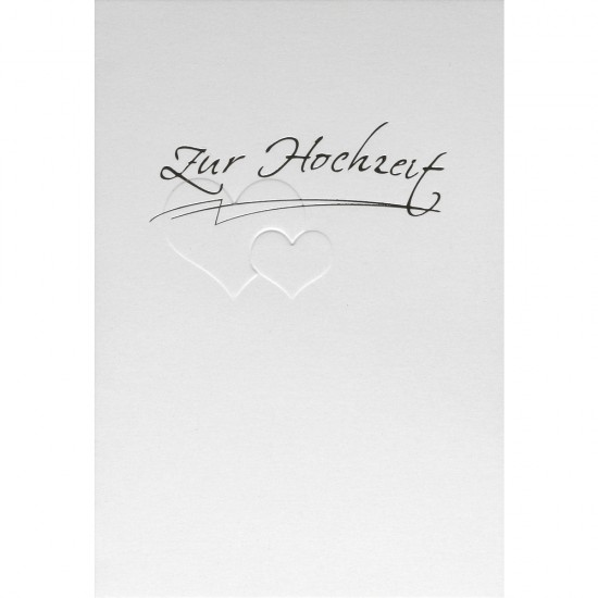 Card B6: Zur Hochzeit , white with silver foil, double height,232x168