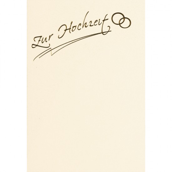 Card B6: Zur Hochzeit , ivory with golden foil, double height,232x168
