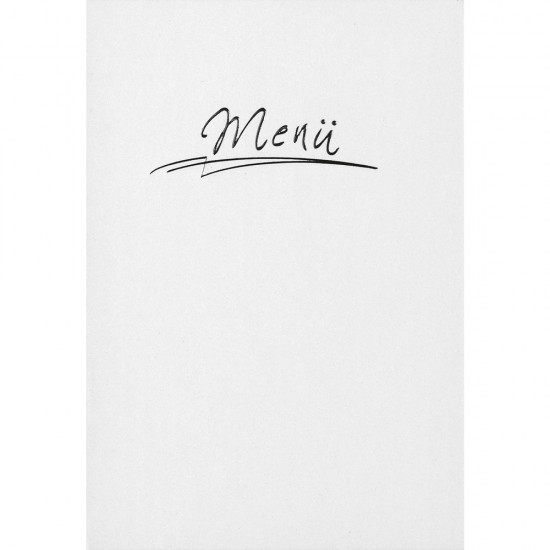 Card B6: Men? , white with silver foil, double height, 232x168 mm, emb