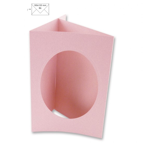 Card passepartout B6, 3 parti, 354x168 mm, 220gr, decupaj oval, roz bebe