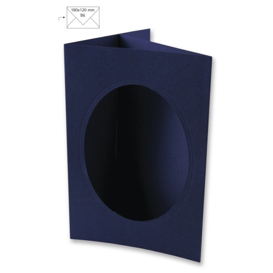 Card passepartout B6, 3 parti, 354x168 mm, 220gr, decupaj oval, albastru inchis