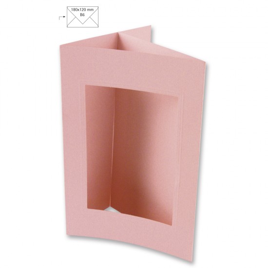 Card passepartout B6, 3 parti, 354x168 mm, 220gr, decupaj dreptunghi, roz bebe