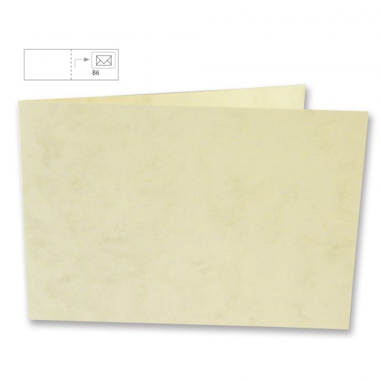 Card B6:landsc.form. ,marble, FSCMixCredit, beige, 336x116 mm, 200g, bag 5