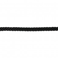 Piele impletita, neagra, Rayher, plata, 12 mm, 1.5 m