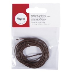 Snur piele, maro inchis, Rayher, 1.5 mm, 100 cm, 2 buc/set