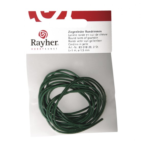 Snur piele verde, Rayher, 1.5 mm, 100 cm, 2 buc/set
