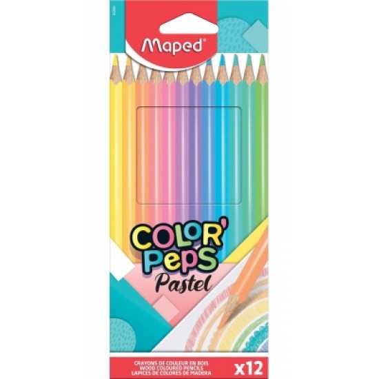 Creioane colorate Color Peps Pastel, 12 culori/set, Maped