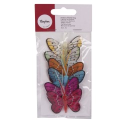 Butterfly of feathers, 5cm, 6 types, 6 pcs. Butterfly of feathers, 5cm, 6 types, 6 pcs.