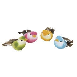 Set decorativ Rayher, pasari realizate din pene, in culori diferite, dimensiune 4 cm, 4/set Set decorativ Rayher, pasari realizate din pene, in culori diferite, dimensiune 4 cm, 4/set