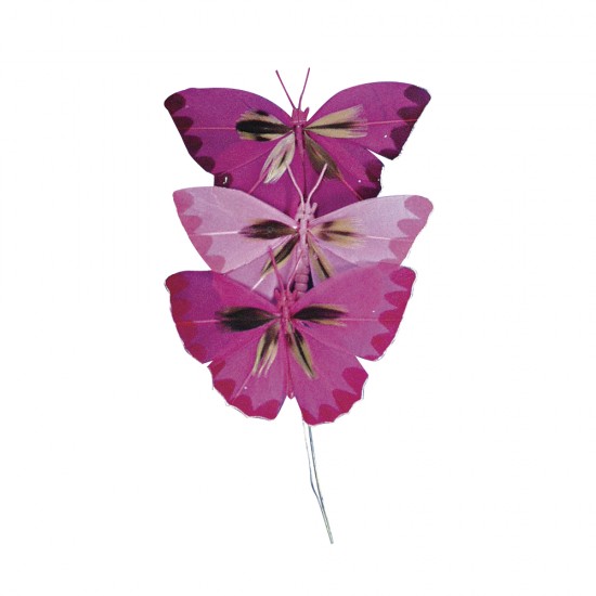 Set decorativ Rayher, fluturasi pe nuante de roz, dimensiune 6 cm, 3/set
