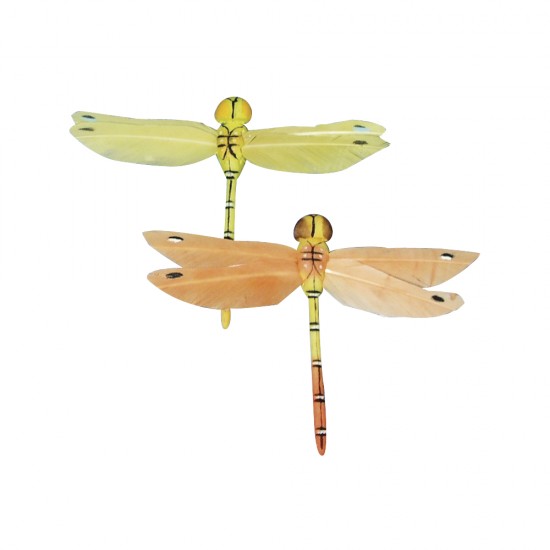 Feather dragonfly, 9 cm, galben/portocaliu, tab-bag 2 pcs.