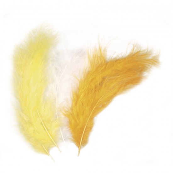 Pene decorative Rayher, dimensiune 10-15 cm, 15/set, nuante de galben si alb