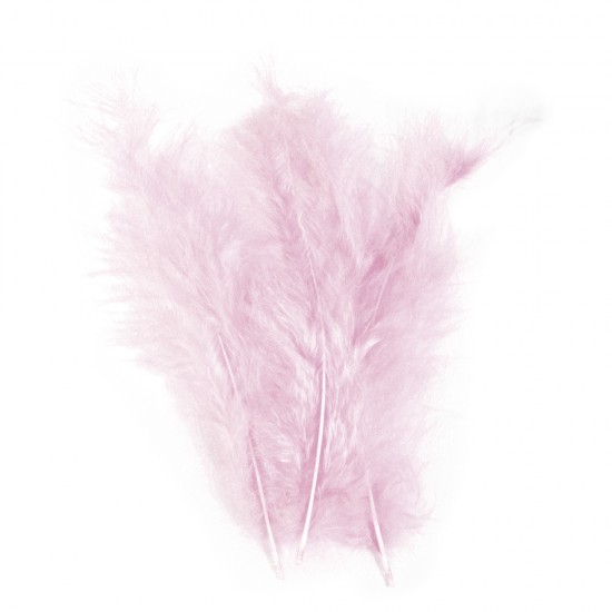 Pene decorative, pale-pink, 10-15 cm, 15 buc/set