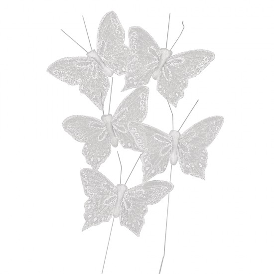 Glimmer butterfly, 5 cm, alb, tab-bag. 5 pc
