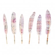 Pene decorative Rayher, culoare trandafiriu in zig-zag, dimensiune 10 cm, 6/set