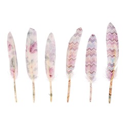 Pene decorative Rayher, culoare trandafiriu in zig-zag, dimensiune 10 cm, 6/set