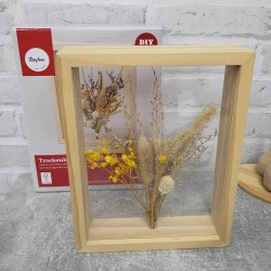Kit rama lemn cu flori uscate, Rayher, 17x22x4cm