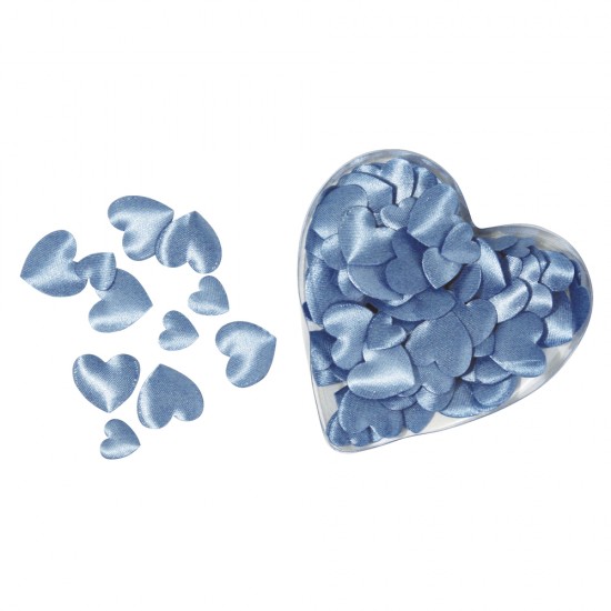 Decoratiune Rayher, inimi din material textil, 2 dimensiuni, 13+20 mm, 100buc /set, culoare blue