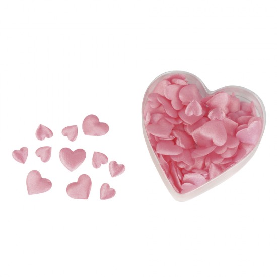 Decoratiune Rayher, inimi din material textil, 2 dimensiuni, 13+20 mm, 100buc/set, culoare roz