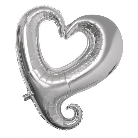 Balon inimioara, Rayher, argintiu, 91cm ø
