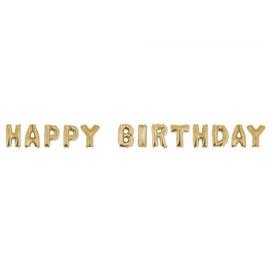 Foil balloons   HAPPY BIRTHDAY  , gold, 40cm, size per letters, tab-bag 1