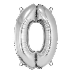 Foil balloon number 0 , argintiu, 96cm, tab-bag Foil balloon number 0 , argintiu, 96cm, tab-bag