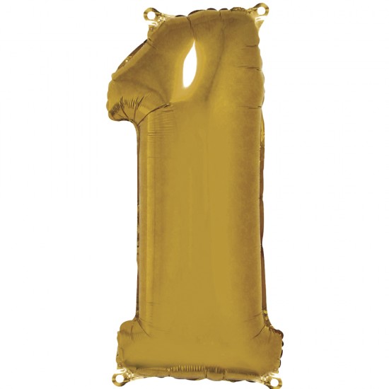 Foil balloon  number   1  , gold, 96cm, tab-bag