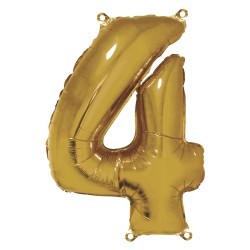 Foil balloon number 4 , gold, 96cm, tab-bag Foil balloon number 4 , gold, 96cm, tab-bag