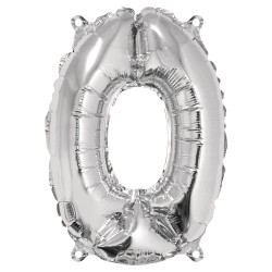 Foil balloon number 0 , argintiu, 40cm, tab-bag Foil balloon number 0 , argintiu, 40cm, tab-bag