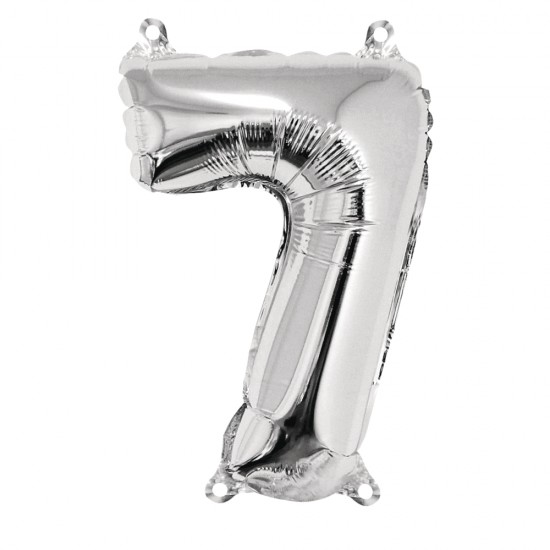 Foil balloon number   7  , argintiu, 40cm, tab-bag