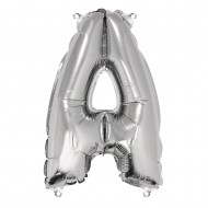 Foil balloon letter   A  , argintiu, 40cm, tab-bag