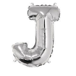 Foil balloon Letter   J  , argintiu, 40cm, tab-bag