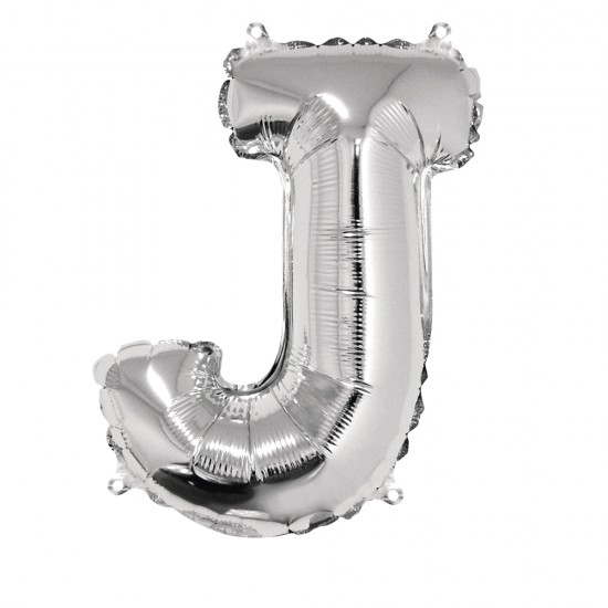 Foil balloon Letter   J  , argintiu, 40cm, tab-bag