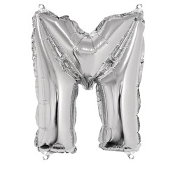 Foil balloon Letter   M  , argintiu, 40cm, tab-bag