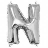 Foil balloon Letter   N  , argintiu, 40cm, tab-bag